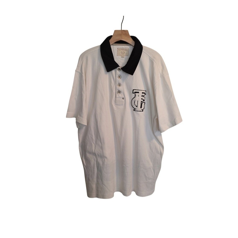 Vintage 90s Triple FAT Goose Polo Shirt White Urban Streetwear Embroidered 2XL